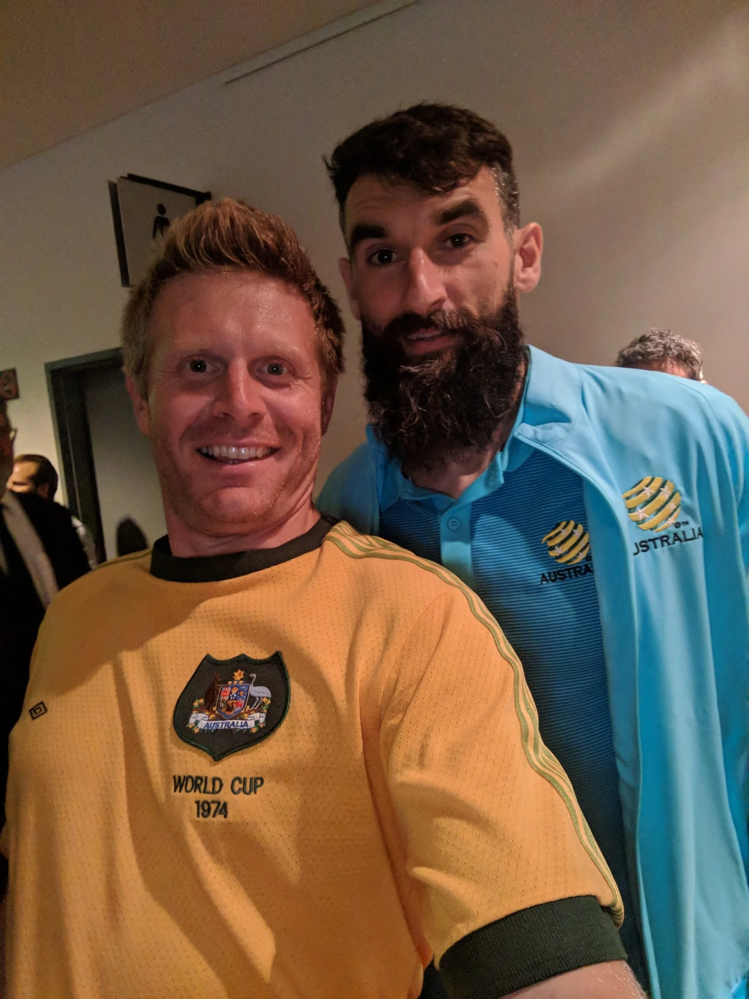 Dougal Guppy meeting a national team player at an event
